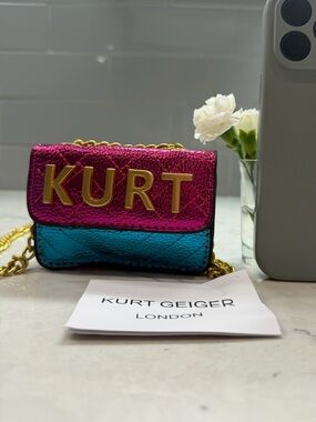Kurt Geiger Metallic Fuchsia & Teal
Mini Chain Bag wallet purse 3.1inch& 4.3inch